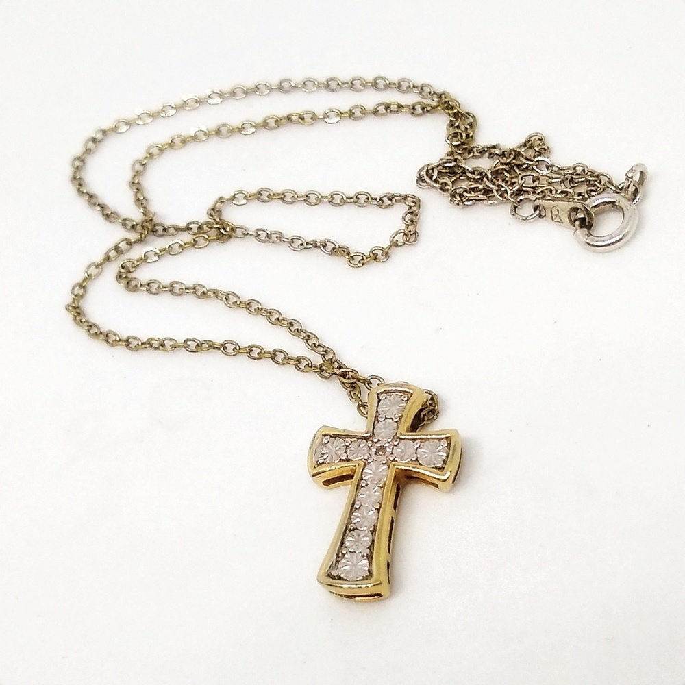 Vermiel (gold on silver) 2 tone cross necklace